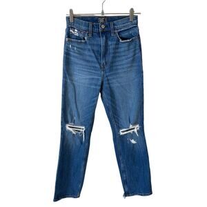ABERCROMBIE & FITCH Ultra High Rise Straight Jeans Distressed 26 or 2 Reg Grunge